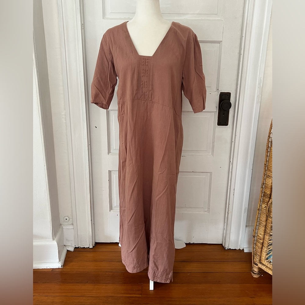 Mirth | Embroidered Cotton & Flax Dress